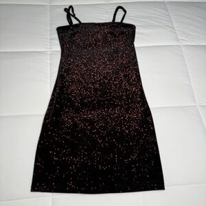 Women’s Black and Red Glitter Mini Dress